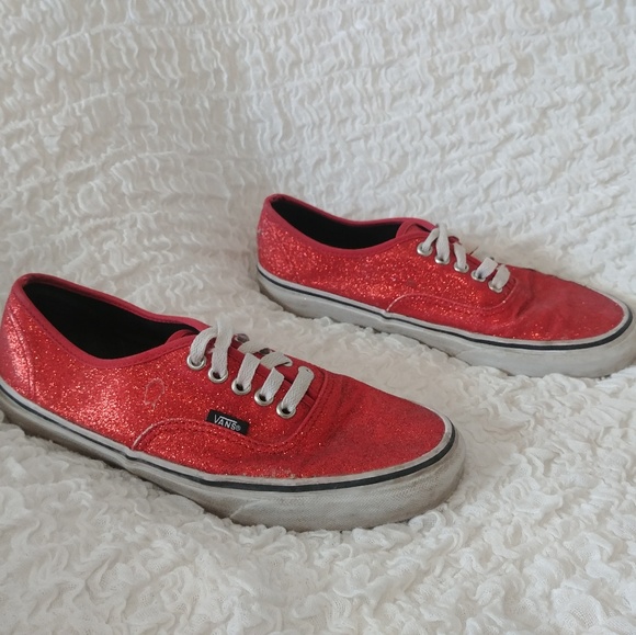 red glitter vans womens